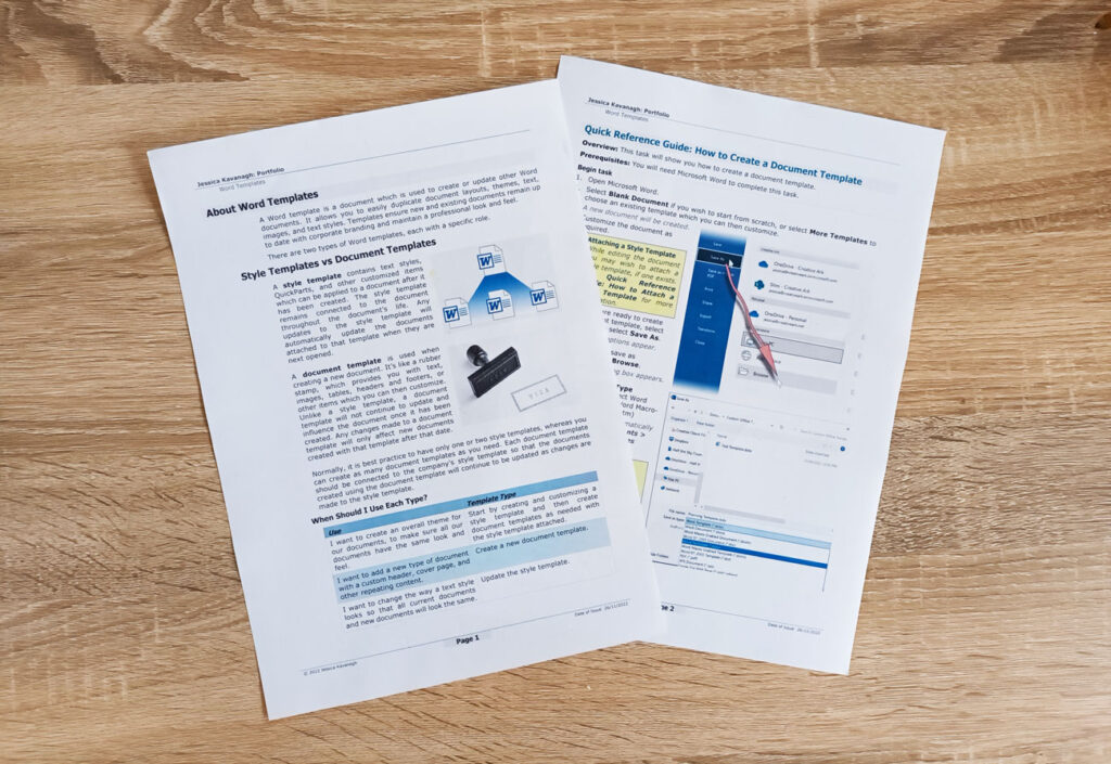 Sample of About topic and Quick Reference Guide for documentation.