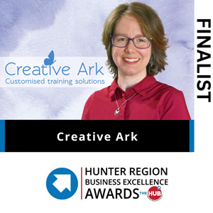 Hunter Region Business Awards Finalist badge for Jessica Kavanagh and Creative Ark